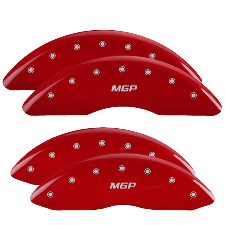 10235SMGPRD Front & Rear Disc Brake Caliper Covers Fits Select Ford F-250 Super Duty/Ford F-350 Super Duty [Red w/Silver MGP]