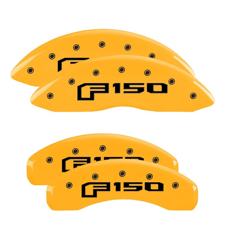 10239SF16YL Front & Rear Disc Brake Caliper Covers Fits Select Ford Expedition, Ford F-150 [Yellow Finish w/ Black F-150 (2015)]