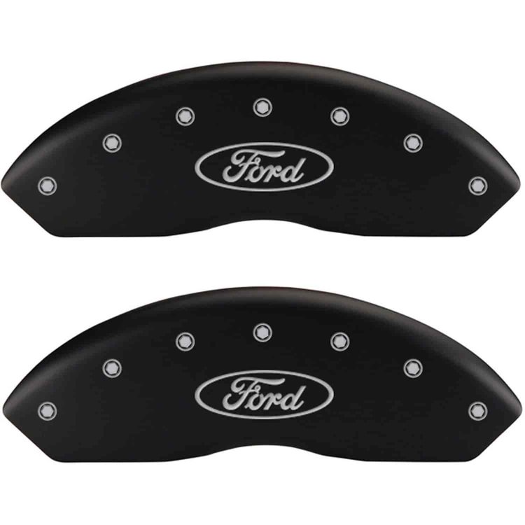 Ford Oval Logo Matte Black Powder Coat Finish Silver Characters.