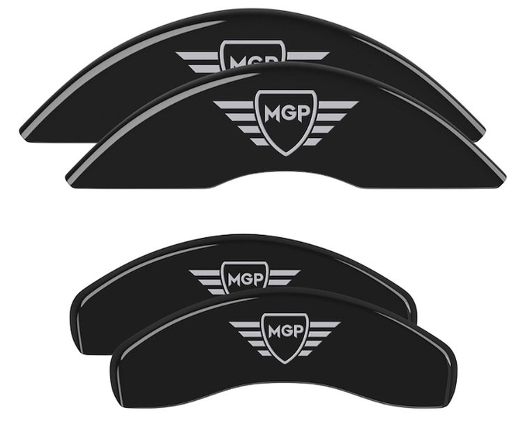 10255SMGPBK Front & Rear Disc Brake Caliper Covers Fits Select Ford Bronco Sport [Black Finish w/ Silver MGP]