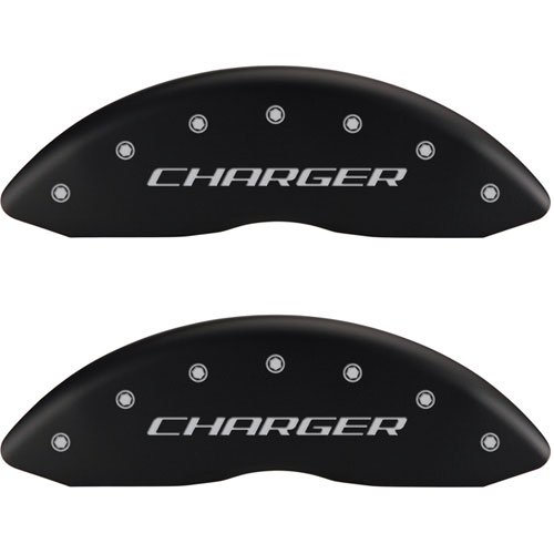 2006 DODGE CHARGER BASE - SET OF 4 CALIPER COVERS CHARGER/RT ENGRAVING MATTE BLACK POWDER COAT FINIS