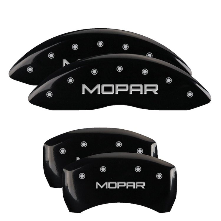 12005SMOPBK Front & Rear Disc Brake Caliper Covers Fits Select Dodge Challenger/Charger/Dodge Magnum [Black w/Silver MOPAR]