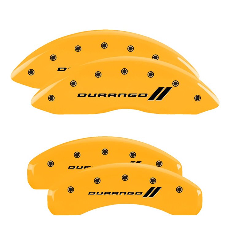 12043SDGOYL Front & Rear Disc Brake Caliper Covers Fits Select Dodge Ram 1500, Dodge Durango [Yellow Finish w/ Black Durango ll]
