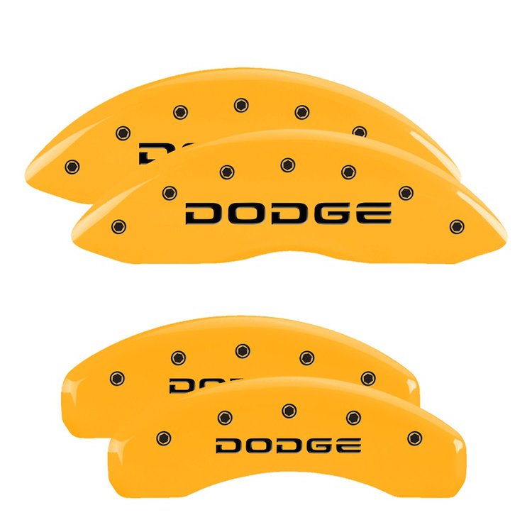 12043SDODYL Front & Rear Disc Brake Caliper Covers Fits Select Dodge Ram 1500/Dodge Durango [Yellow w/Black Dodge (Broken D)]
