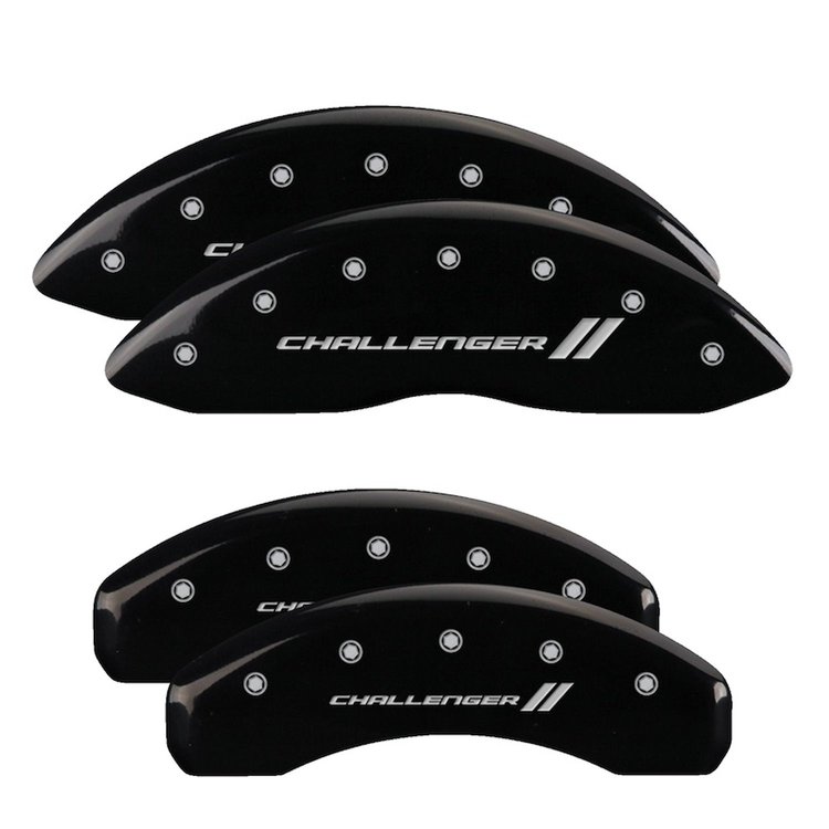 12088SCL1BK Front/Rear Disc Brake Caliper Covers Fits Dodge Challenger/Charger/Dodge Magnum [Black w/Silver Challenger ll]