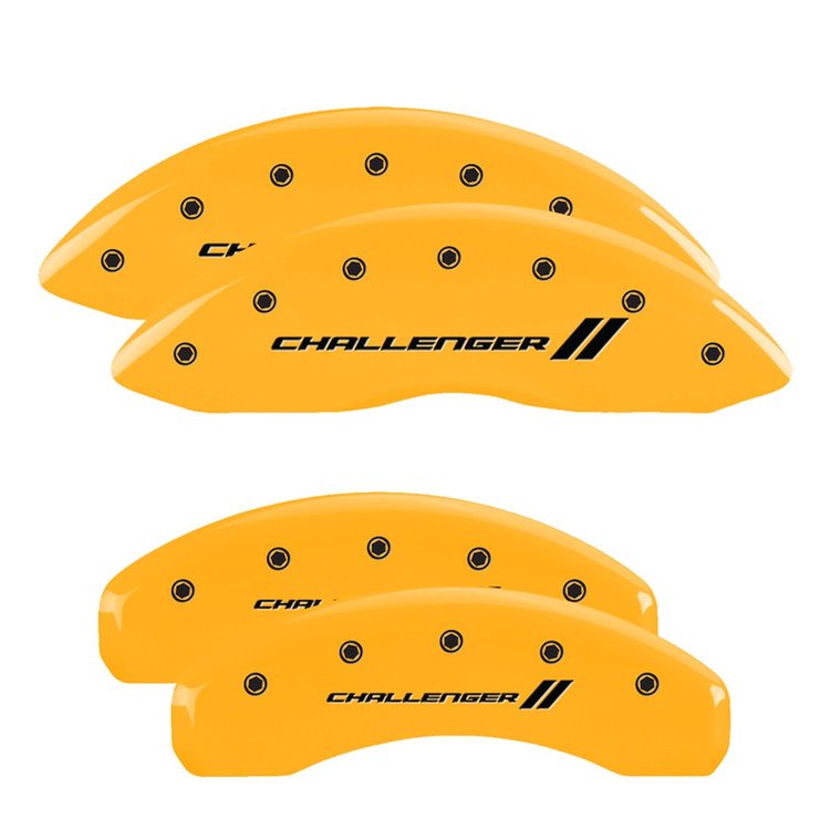 12088SCL1YL Front/Rear Disc Brake Caliper Covers Fits Dodge Challenger/Charger/Dodge Magnum [Yellow w/Black Challenger ll]