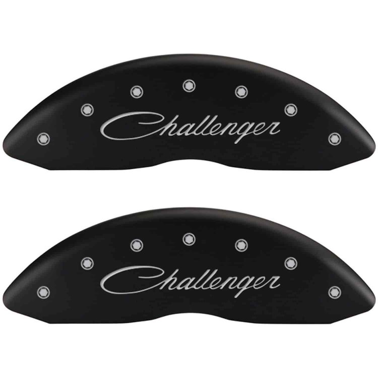 Challenger/Challenger Cursive MatteBlack Powder Coat Finish Silver Characters.