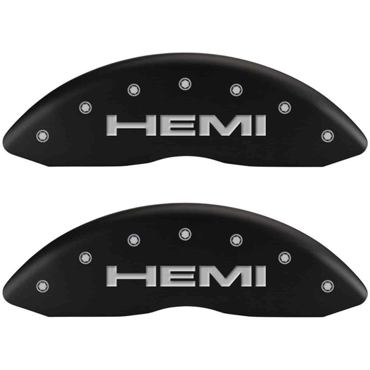 Hemi/Hemi Matte Black Powder Coat Finish Silver Characters.