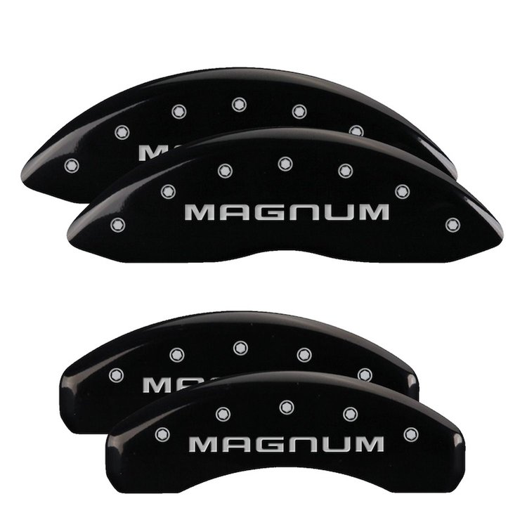 12088SMGMBK Front & Rear Disc Brake Caliper Covers Fits Select Dodge Challenger/Charger/Dodge Magnum [Black w/Silver Magnum]
