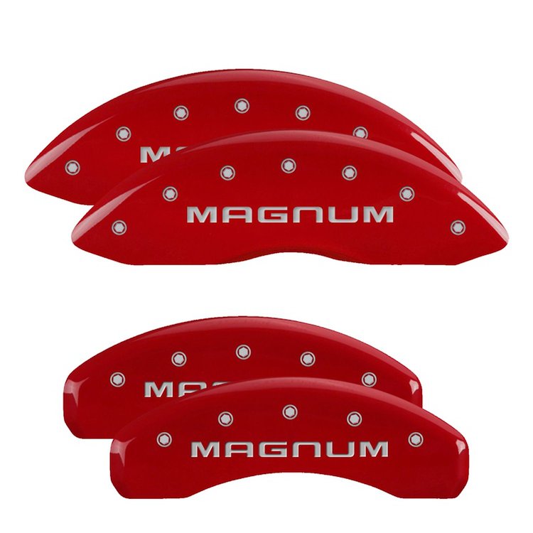 12088SMGMRD Front & Rear Disc Brake Caliper Covers Fits Select Dodge Challenger/Dodge Charger/Dodge Magnum [Red w/Silver Magnum]