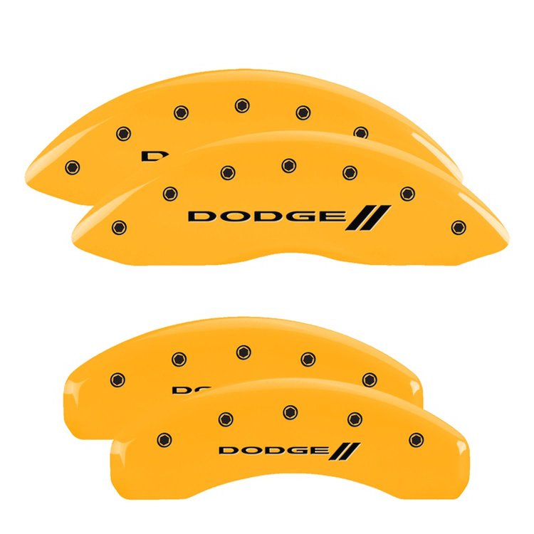 12134SDD3YL Front/Rear Disc Brake Caliper Covers Fits Dodge Ram 1500/Dodge Ram 1500 Van/Dodge Durango [Yellow w/Black Dodge ll]