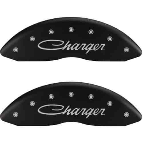 2011 DODGE CHARGER R/T - SET OF 4 CALIPER COVERS CHARGER/CHARGER CURSIVE ENGRAVING MATTE BLACK POWDE