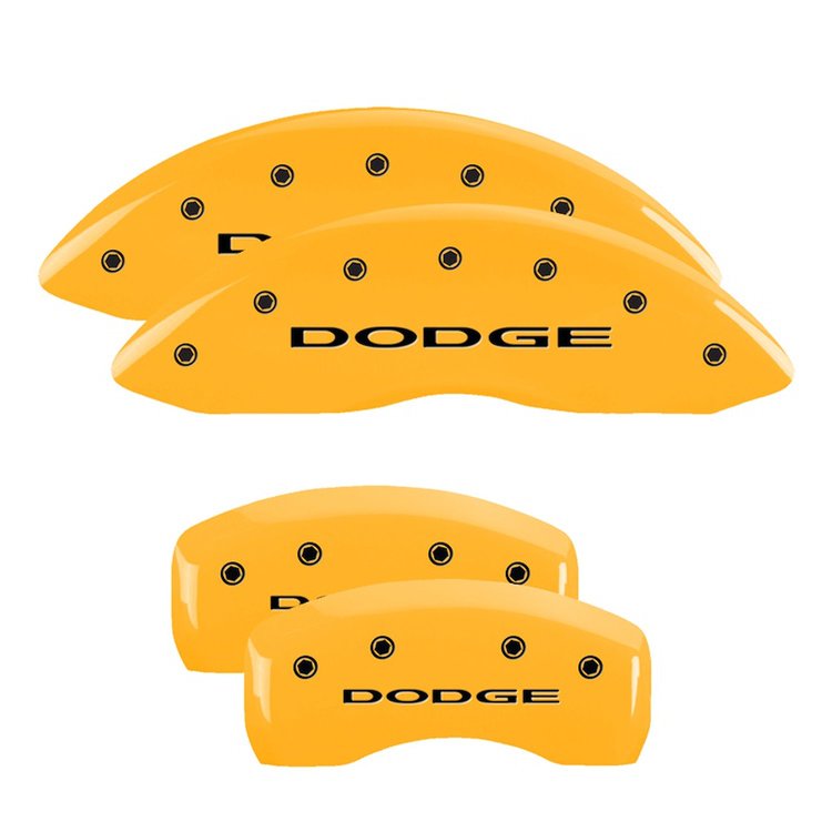 12192SDD4YL Front & Rear Disc Brake Caliper Covers Fits Select Dodge Avenger/Dodge Caliber [Yellow w/Black Dodge (No Stripes)]