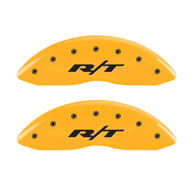 Set of 4 caliper covers Engraved Front and Rear RT1-Truck Yellow powder coat finish black characters