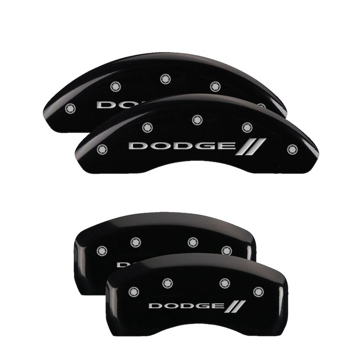 12198SDD3BK Front & Rear Disc Brake Caliper Covers Fits Select Dodge Grand Caravan [Black Finish w/ Silver Dodge ll]