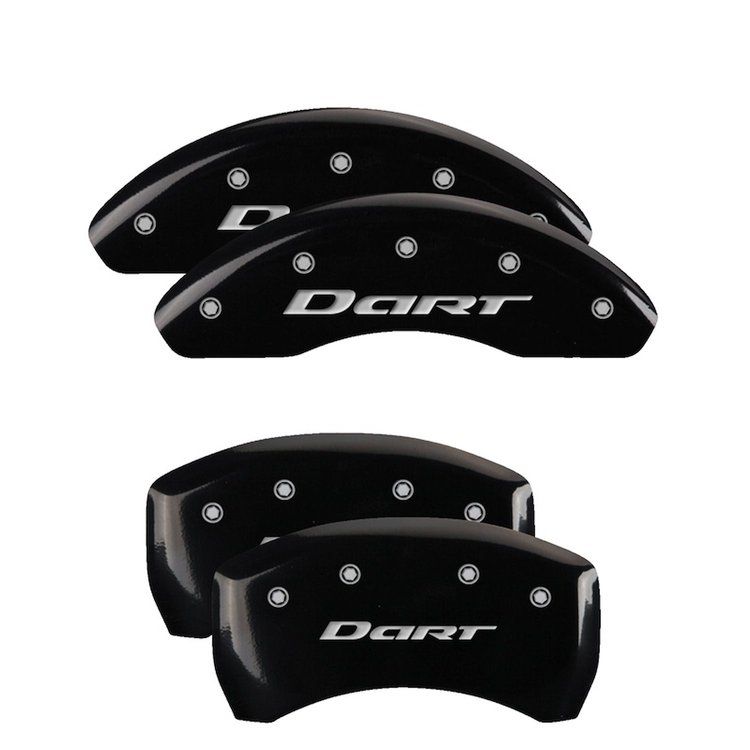 12199SDR1BK Front & Rear Disc Brake Caliper Covers Fits Select Dodge Dart [Black Finish w/ Silver Dart (2013 w/ No Stripes)]
