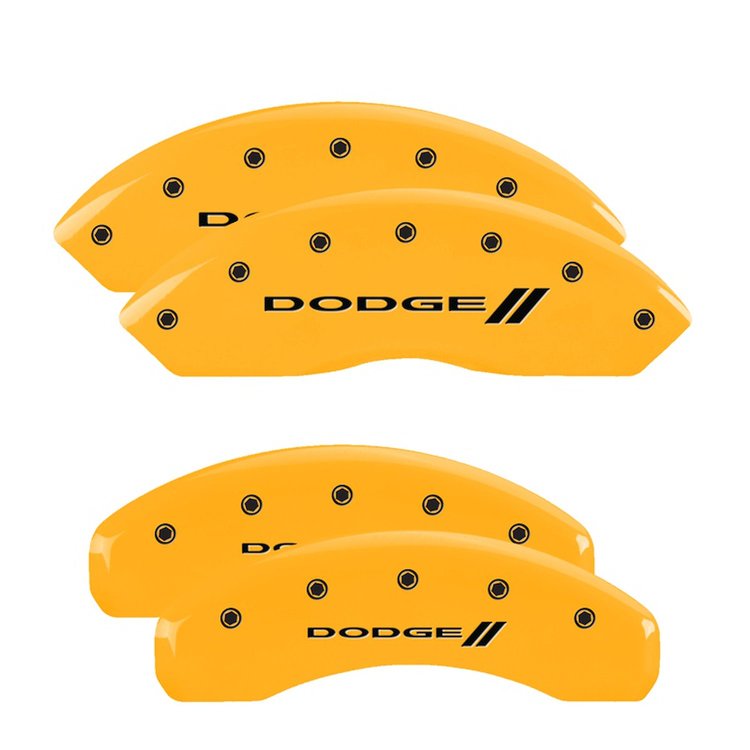 12200SDD3YL Front & Rear Disc Brake Caliper Covers Fits Select Dodge Grand Caravan/Dodge Journey [Yellow w/Black Dodge ll]