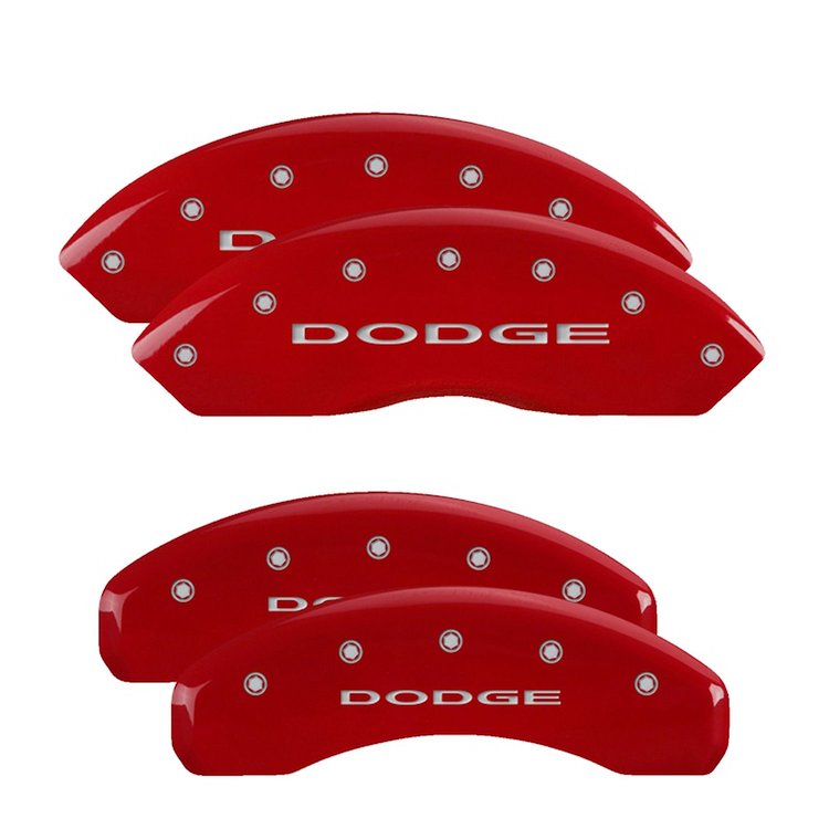 12200SDD4RD Front/Rear Disc Brake Caliper Covers Fits Select Dodge Grand Caravan/Dodge Journey [Red w/Silver Dodge (No Stripes)]