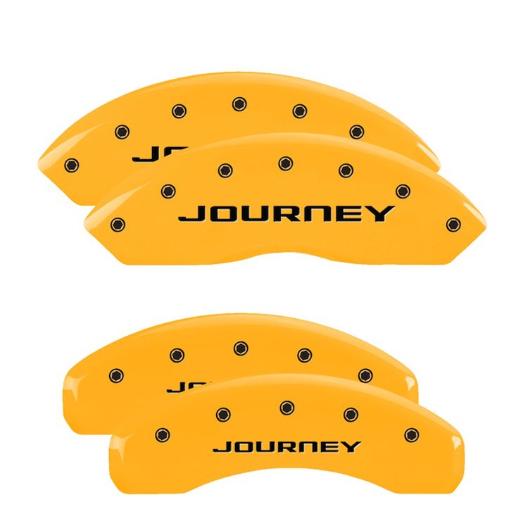 12200SJN1YL Front/Rear Disc Brake Caliper Covers Fits Dodge Grand Caravan/Dodge Journey [Yellow w/Black Journey (No Stripes)]