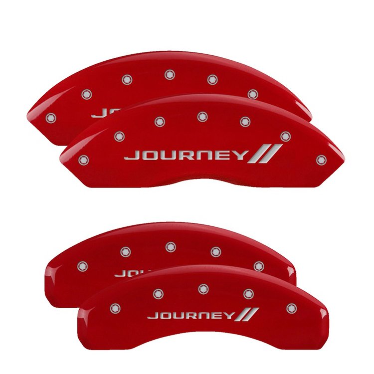 12200SJNYRD Front & Rear Disc Brake Caliper Covers Fits Select Dodge Grand Caravan/Dodge Journey [Red w/Silver Journey ll]