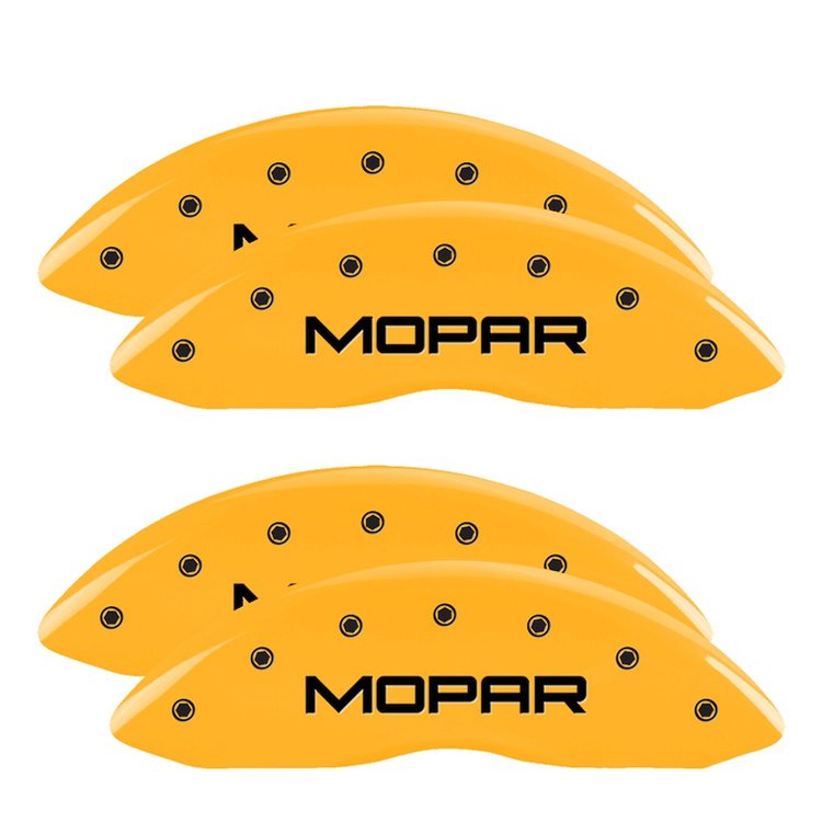 12203SMOPYL Front & Rear Disc Brake Caliper Covers for 2001-2002 Dodge Viper [Yellow Finish w/ Black MOPAR]