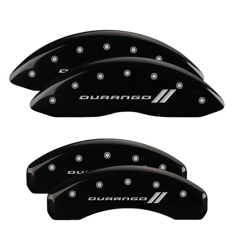 12204SDGOBK Front & Rear Disc Brake Caliper Covers Fits Select Dodge Durango [Black Finish w/ Silver Durango ll]