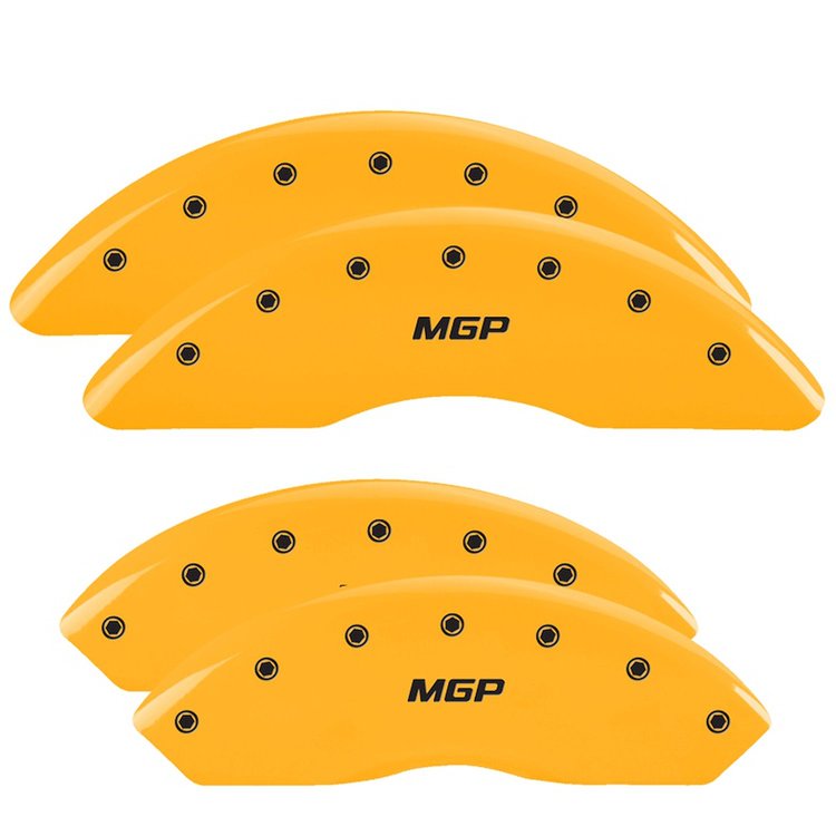 14008SMGPYL Front & Rear Disc Brake Caliper Covers Fits Select Chevy Express 2500/Chevy Express 3500 [Yellow w/Black MGP]
