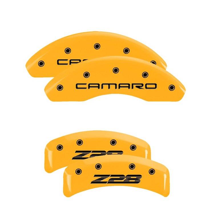 14026SZ84YL Front Disc Brake Caliper Covers for 1997-1997 Chevy Camaro [Yellow Finish w/ Black Camaro / Z28 (Gen 4)]