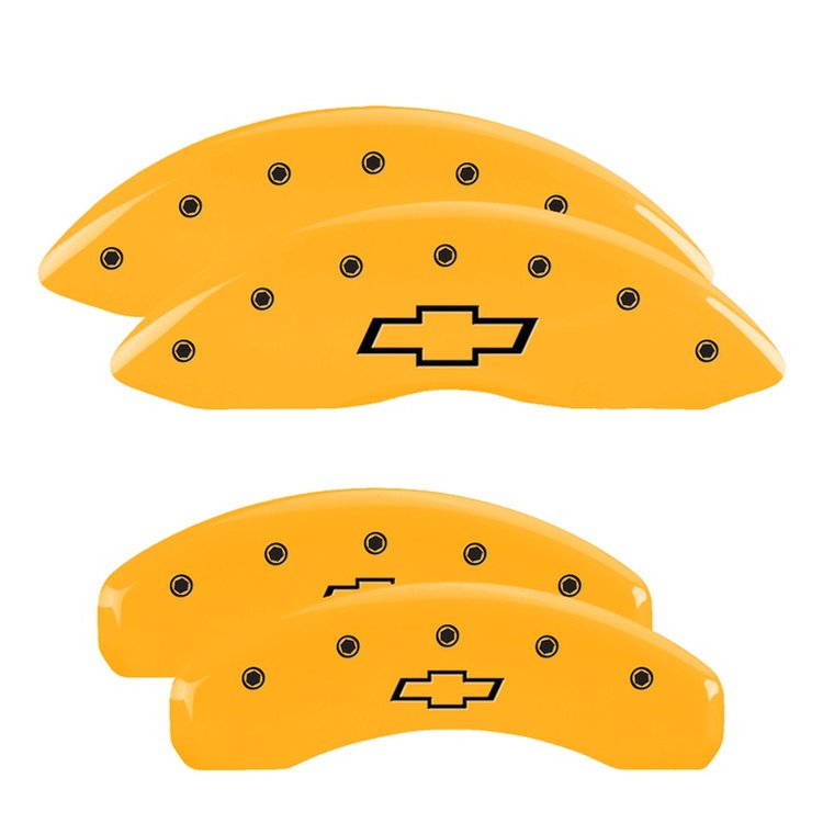 14031SBOWYL Front/Rear Disc Brake Caliper Covers Fits Chevy Trailblazer EXT/Chevy SSR/Chevy Trailblazer [Yellow w/Black Bowtie]