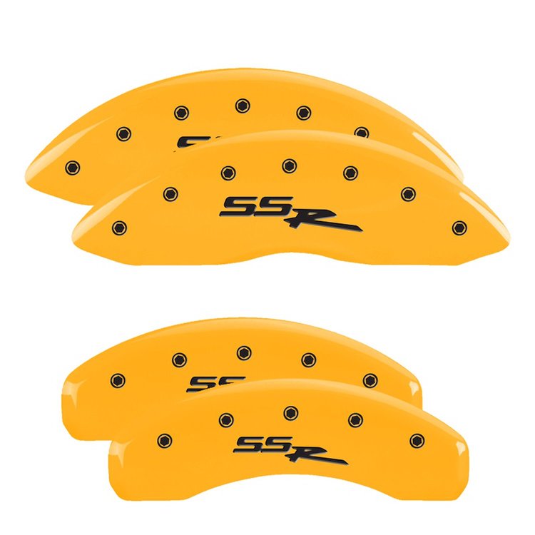 14031SSSRYL Front/Rear Disc Brake Caliper Covers Fits Chevy Trailblazer EXT/Chevy SSR/Chevy Trailblazer [Yellow w/Black SSR]