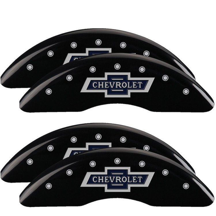 14173SBANBK Front/Rear Brake Caliper Covers Fits Chevy Silverado 2500 HD/3500 HD [Black w/Silver 100 Anniversary Chevrolet]