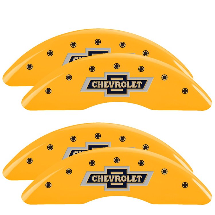 14173SBANYL Front/Rear Brake Caliper Covers Fits Chevy Silverado 2500 HD/3500 HD [Yellow w/Black 100 Anniversary Chevrolet]