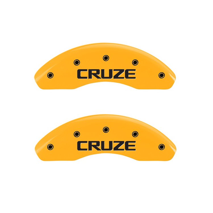 14208FCRZYL Front Disc Brake Caliper Covers for 2011-2013 Chevy Cruze [Yellow Finish w/ Black Cruze]