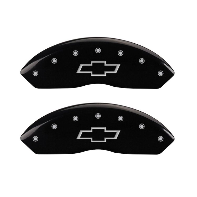 14212FBOWBK Front Disc Brake Caliper Covers for 1997-2000 Chevy Tahoe, 2000 Chevy Tahoe [Black Finish w/ Silver Bowtie]