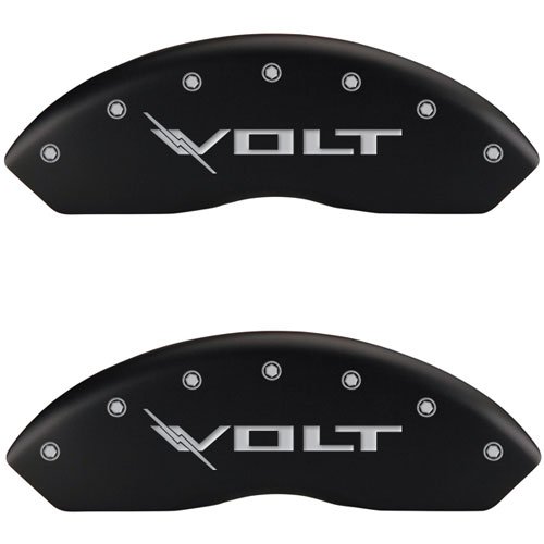 2011 CHEVROLET VOLT BASE - SET OF 4 CALIPER COVERS VOLT/VOLT MATTE BLACK POWDER COAT FINISH SILVER CHARACTERS. 17 WHEEL MIN