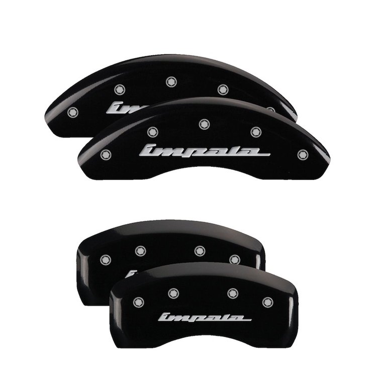 14223SIMPBK Front/Rear Disc Brake Caliper Covers Fits Chevy Malibu Limited/Chevy Impala/Chevy Malibu [Black w/Silver Impala]
