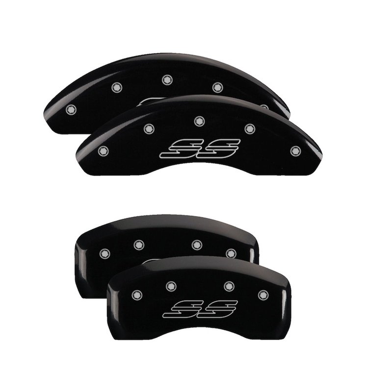14223SSS2BK Front/Rear Brake Caliper Covers Fits Chevy Malibu Limited/Chevy Impala/Chevy Malibu [Black w/Silver SS (Impala)]