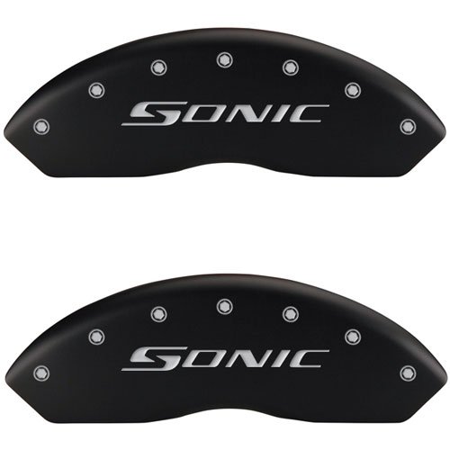 2013 CHEVROLET SONIC RS - SET OF 4 CALIPER COVERS SONIC/SONIC MATTE BLACK POWDER COAT FINISH SILVER