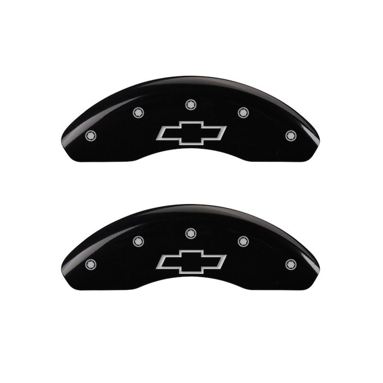 14230FBOWBK Front Disc Brake Caliper Covers Fits Select Chevy HHR [Black Finish w/ Silver Bowtie]