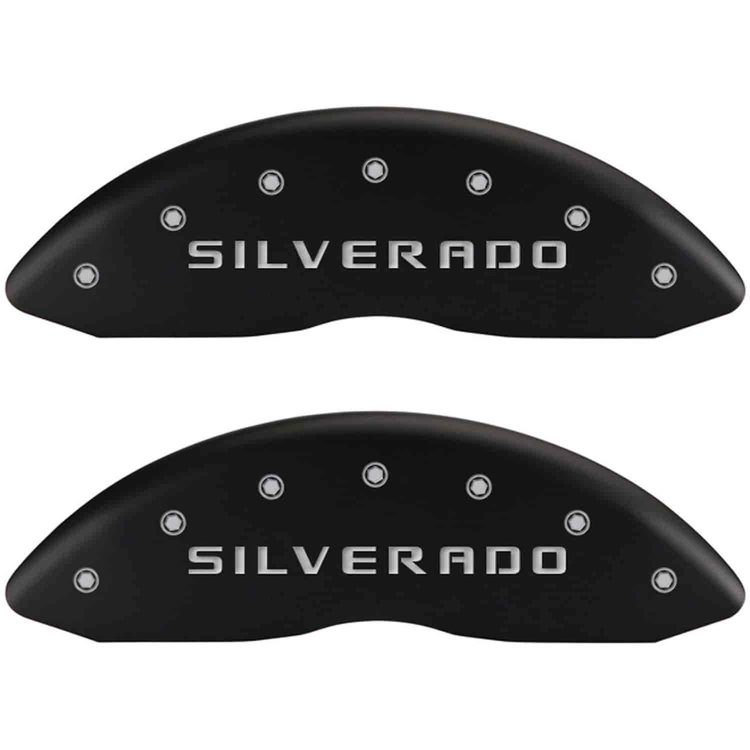 Silverado / Silverado Matte Black Powder Coat Finish Silver Characters.