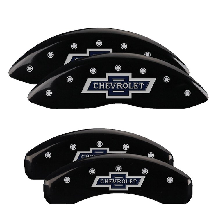 14252SBANBK Front/Rear Brake Caliper Covers Fits Chevy Suburban/Silverado 1500/Tahoe [Black w/Silver 100 Anniversary Chevrolet]
