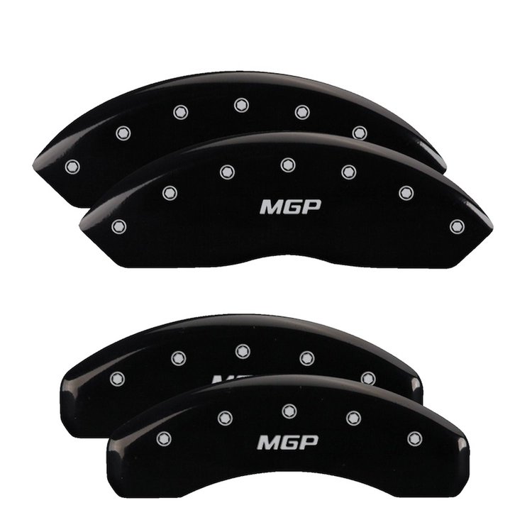 15217SMGPBK Front & Rear Disc Brake Caliper Covers for 2005-2011 Audi A6 Quattro [Black Finish w/ Silver MGP]