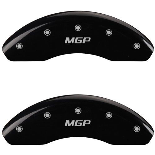 2013 TOYOTA COROLLA L - FRONT SET 2 CALIPER COVERS MGP/MGP ENGRAVING BLACK POWDER COAT FINISH SILVER