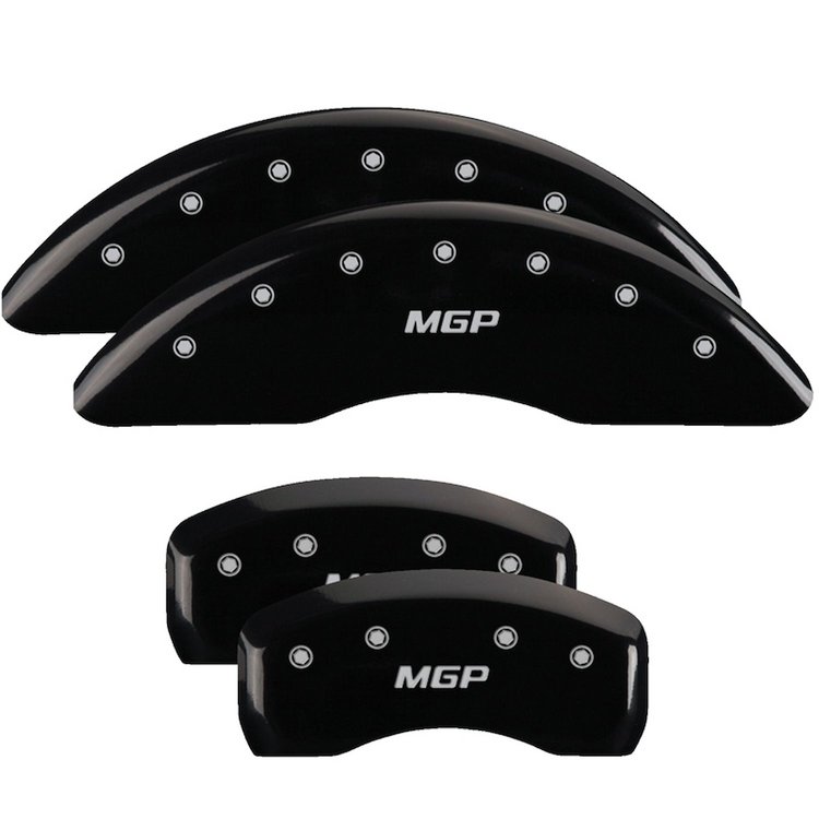 16218SMGPBK Front & Rear Disc Brake Caliper Covers Fits Select Toyota Highlander [Black Finish w/ Silver MGP]