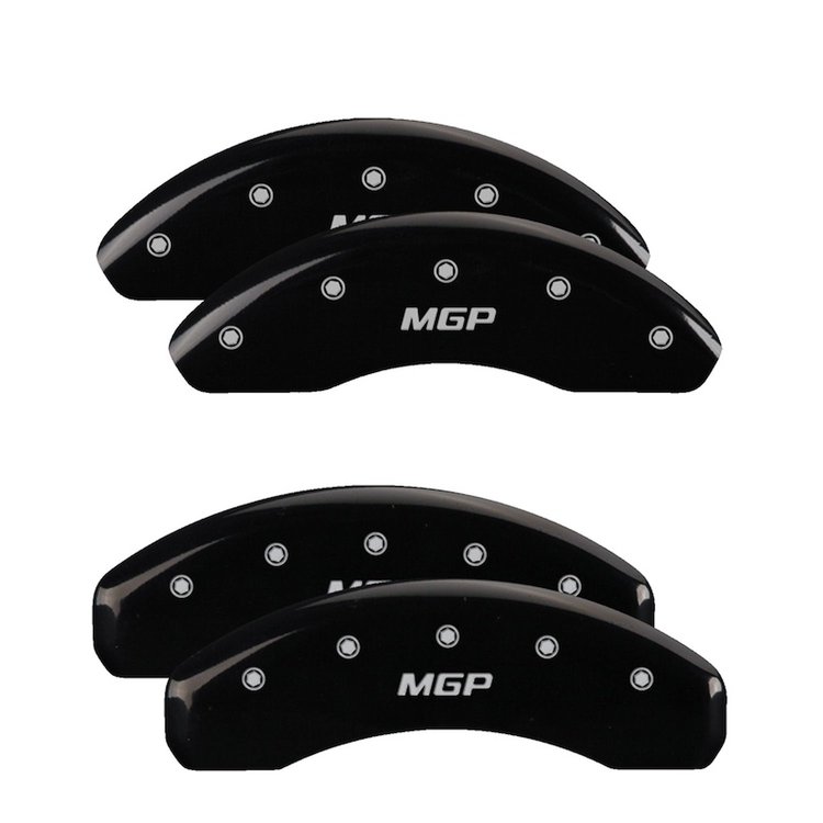 16229SMGPBK Front & Rear Disc Brake Caliper Covers for 2016-2018 Toyota Mirai [Black Finish w/ Silver MGP]