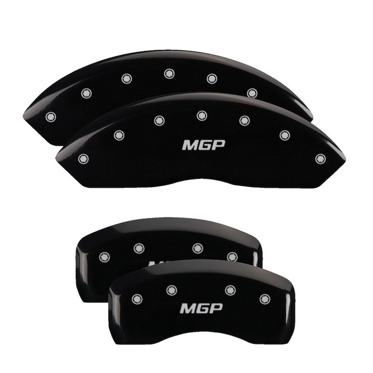 16235SMGPBK Front & Rear Disc Brake Caliper Covers for 2017 Toyota Corolla iM [Black Finish w/ Silver MGP]