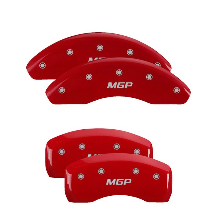 16237SMGPRD Front & Rear Disc Brake Caliper Covers Fits Select Toyota Camry [Red Finish w/ Silver MGP]