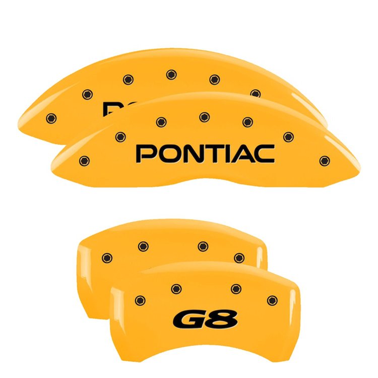 18011SPG8YL Front Disc Brake Caliper Covers for 2008-2009 Pontiac G8 [Yellow Finish w/ Black Pontiac / G8]