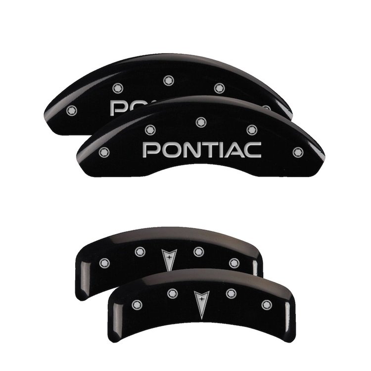 18027SPONBK Front Disc Brake Caliper Covers for 1997-1997 Pontiac Firebird [Black Finish w/ Silver Pontiac / Arrow Logo]