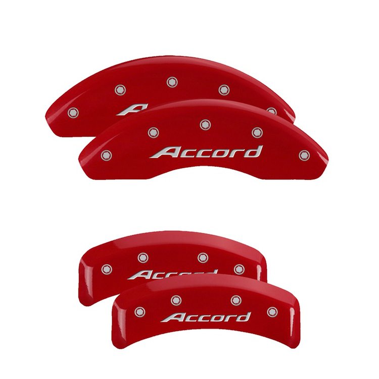 20130SACCRD Front Disc Brake Caliper Covers for 2008-2012 Honda Accord, 2011-2012 Honda Accord [Red Finish w/ Silver Accord]
